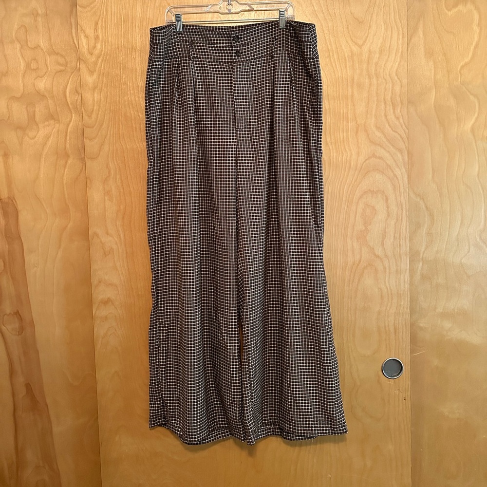 Cider - Mini Plaid Wide Leg Trousers